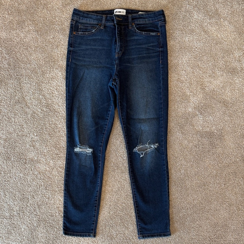William Rast Dark Blue Distressed Skinny Jeans